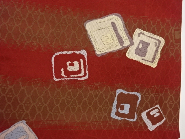  色紙散らし模様織出し名古屋帯